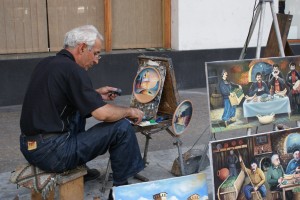 Street artist at work