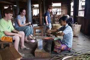 Learning how to weave silk from lotus flowers