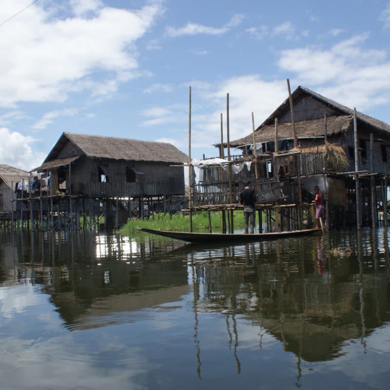 homes along water in cambodia