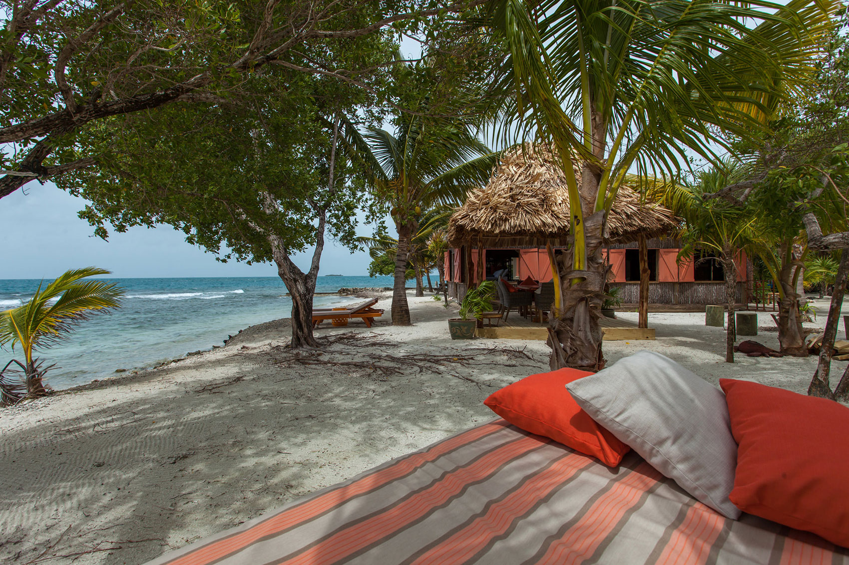 Bed on a beach in Belize