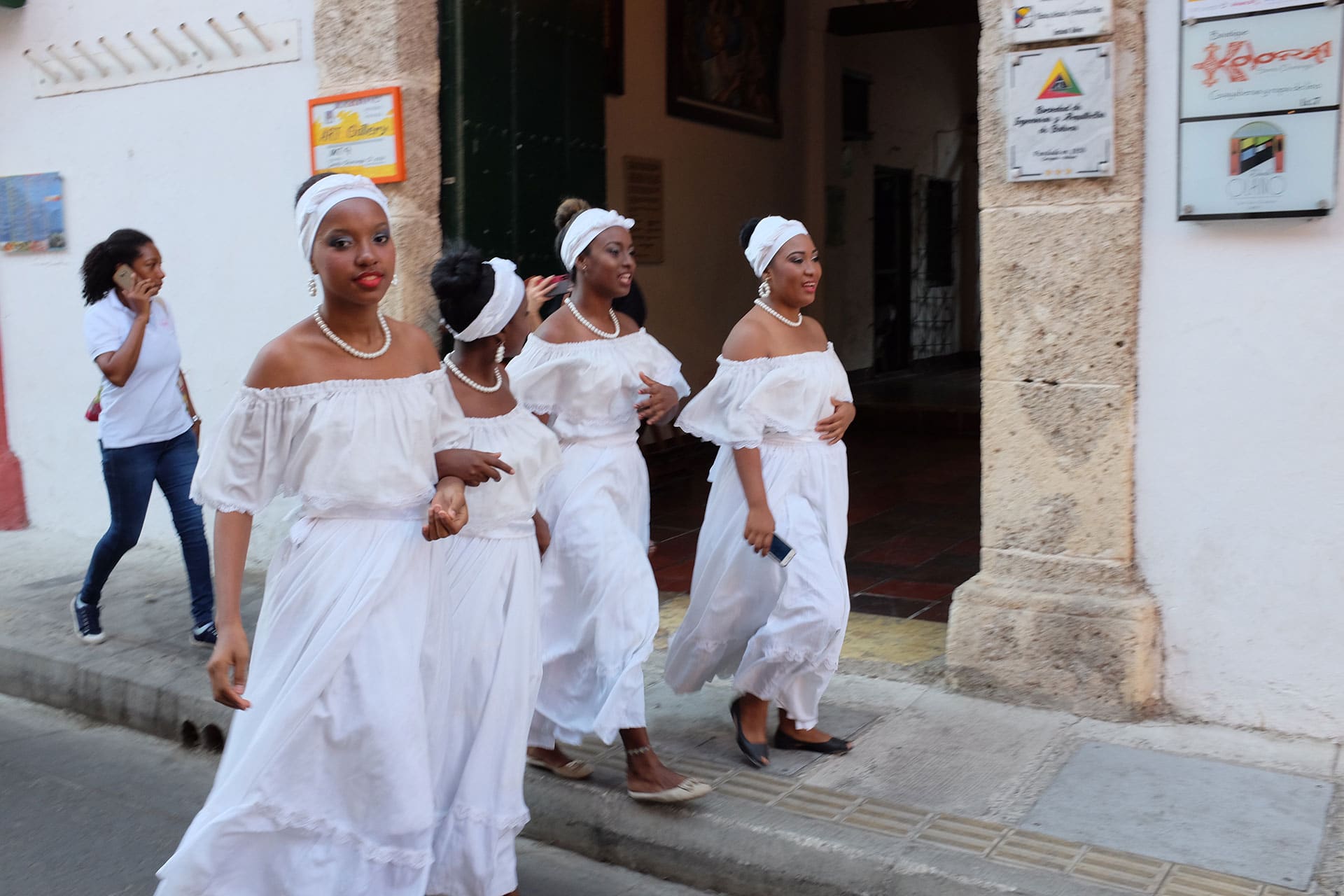 women in white in colombia