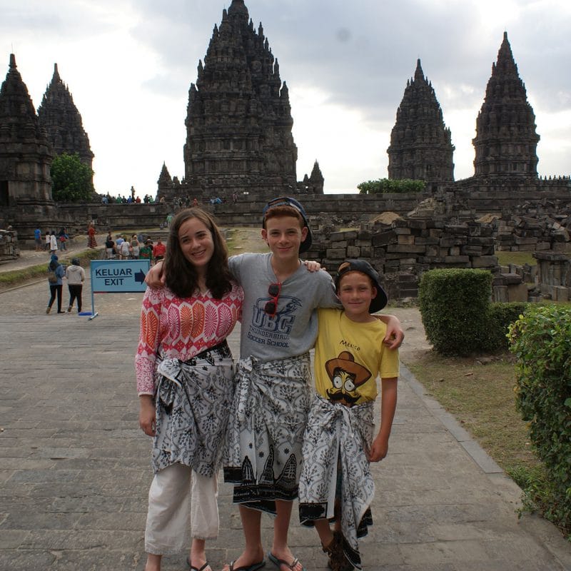 family visiting the sights in indonesia