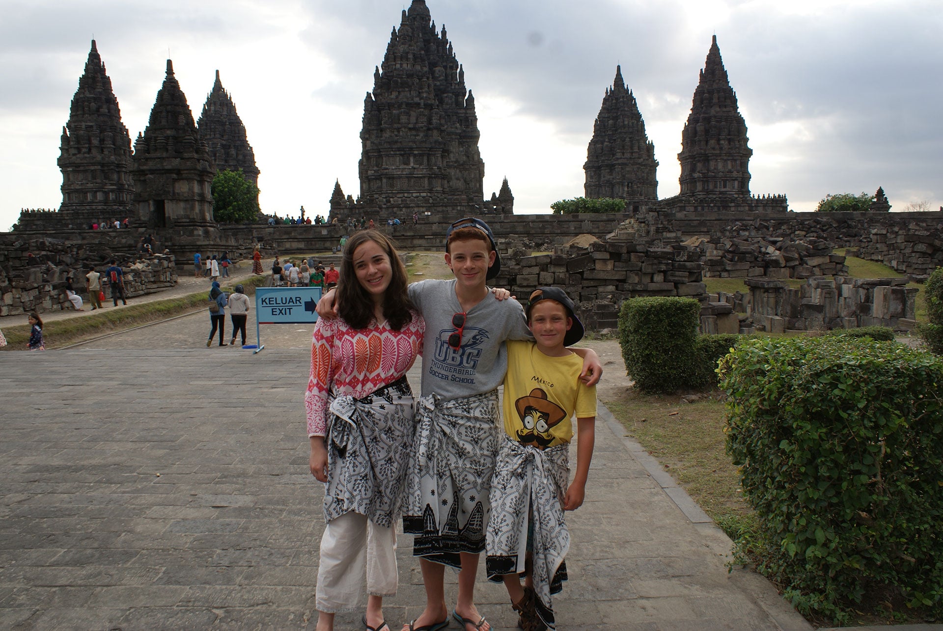family visiting the sights in indonesia