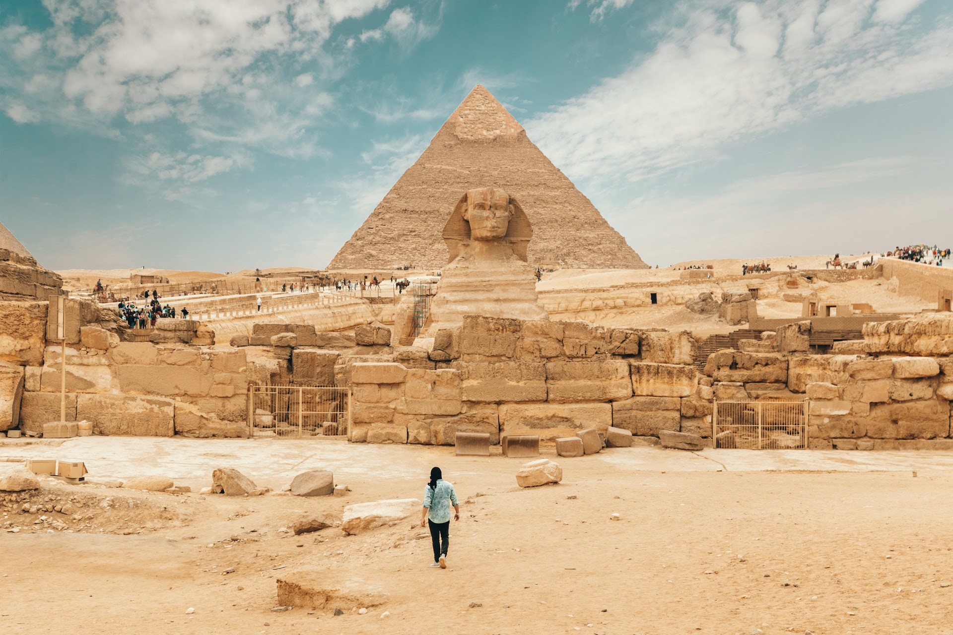 Pyramid and sphinx in Egypt