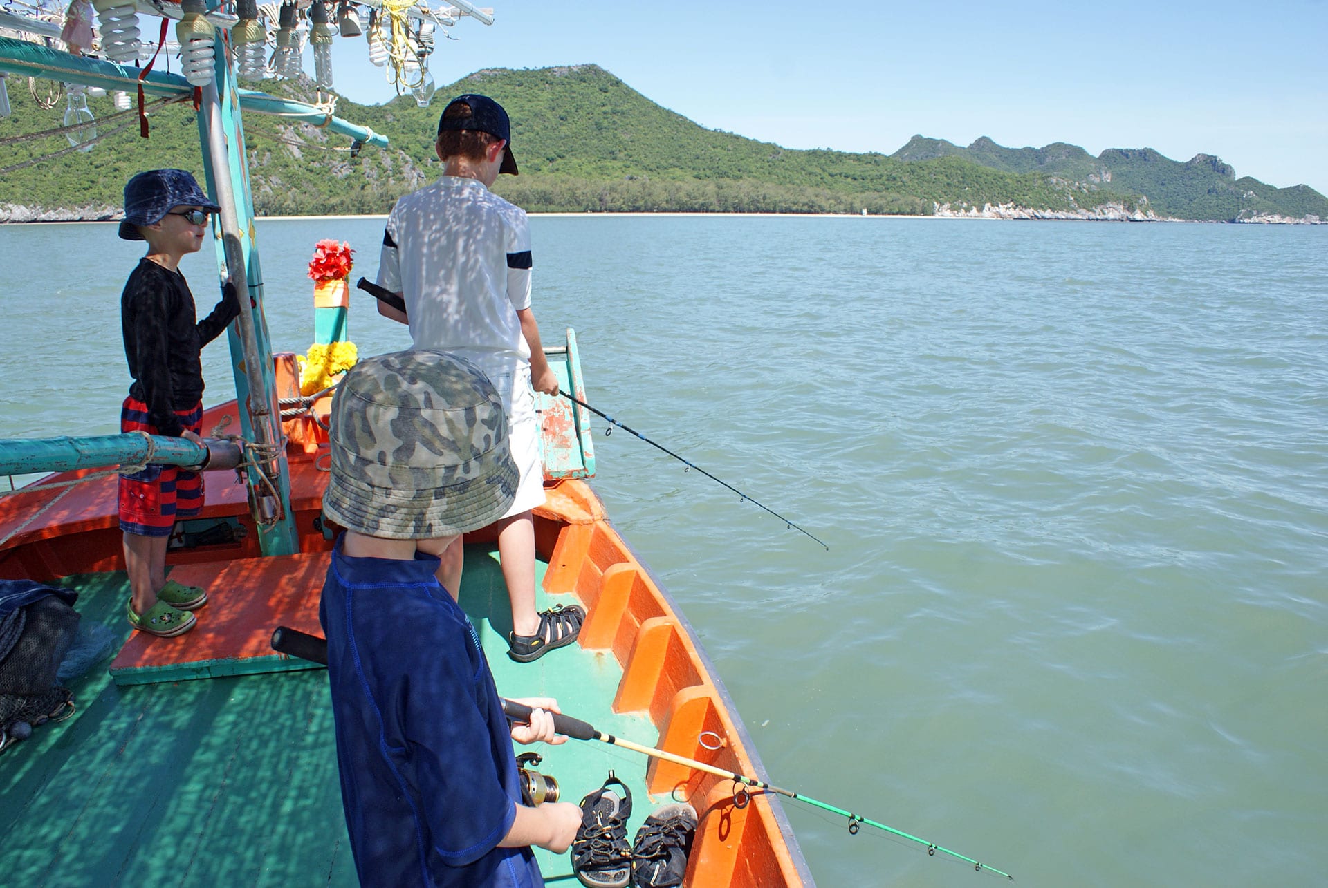 Kids fishing in Thailand
